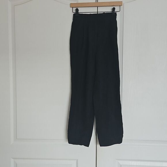 H&M Women's Linen Blend Wide Leg Dress Pants Size 0 Black - Picture 2 of 16